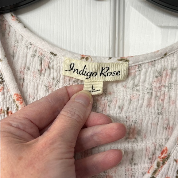 Indigo Rose Floral Maxi Dress - White with Rust Pink Flowers - Picture 2 of 5